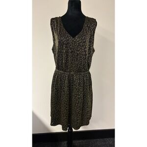 Forever 21 Plus Metallic Leopard Print Sleeveless Dress Black Gold 1X